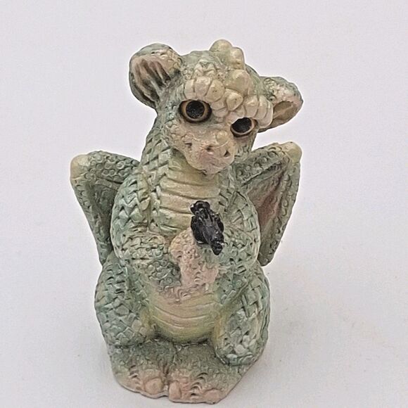 Vintage 1993 Stone Critter Littles Green Dragon  SCL 114 Made in the USA Fantasy - Picture 1 of 11